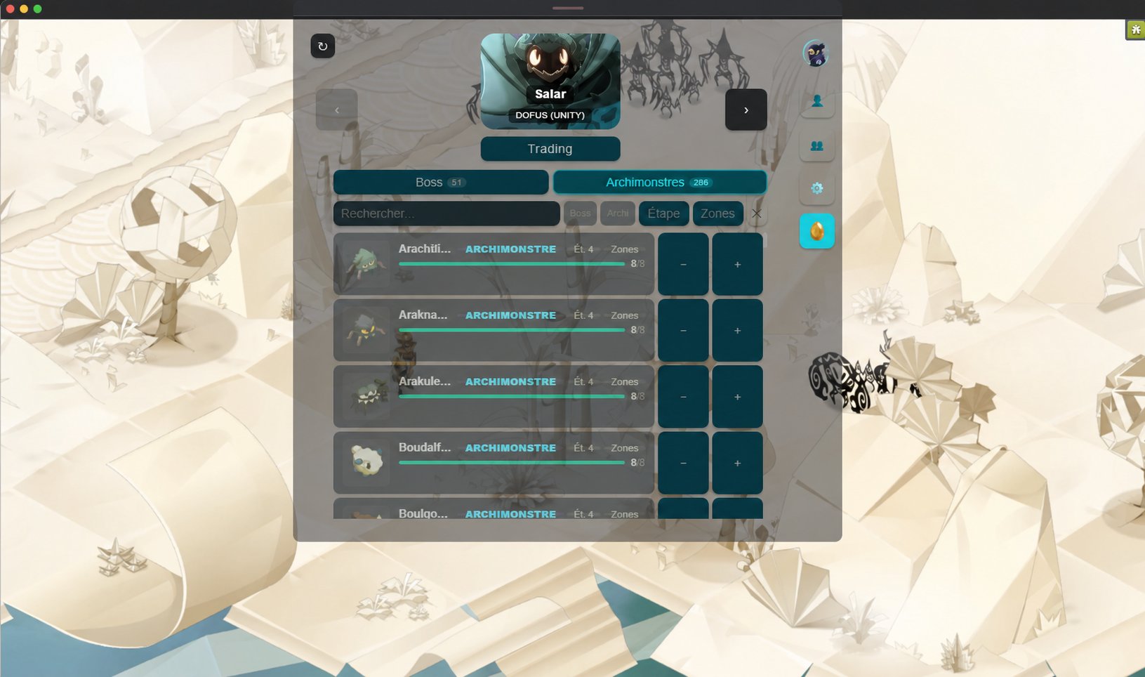 DofusManager - suivi Metamob, boss et archimonstres pour le trading Dofus